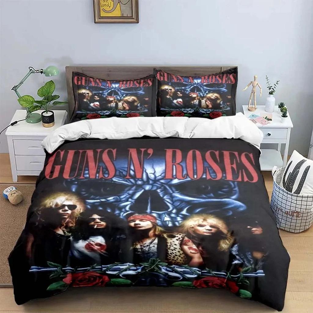 3D Print Guns N Roses Gnr Band Retro Bedding Set Boys Girls Twin Queen King Size Duvet Cover Pillowcase Bed Boys Adult