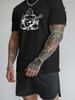 Mens Crew Neck T Shirt Laughing Buddha Playing Guitar Line Art Graphic Short Sleeve Casual Cotton Music Lover Streetwear Tees