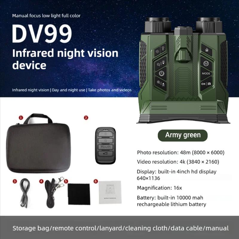 4K Night Vision Binoculars with 16X Digital Zoom and 7 Gear Infrared 4 Inch Large Screen WiFi for Hunting & Wildlife Observation