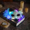 Plastic Feather Flower Mask Lace Venice Masquerade Mask Princess LED Glowing Mask  Carnival