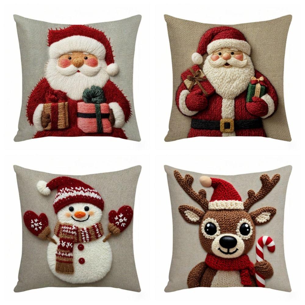 Cartoon Santa Snowman Elk Sofa Cushion Cover Merry Christmas Pillow Case  Home Bed Car Decor
