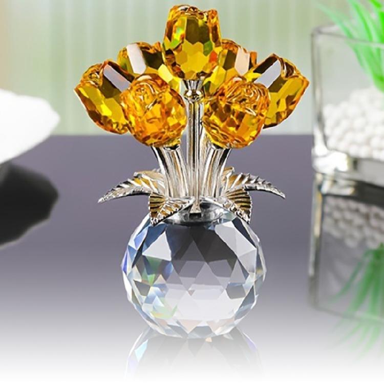 Crystal Rose Flower Figurine Romantics Gift for Wife Girlfriend Mom On Birthday Wedding Christmas Home Decorations