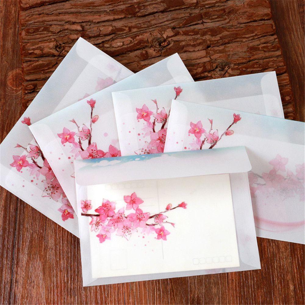 Bag Card Cover Letter Organizer Sulfuric Acid Paper Artificial Parchment Peach Blossom Envelope