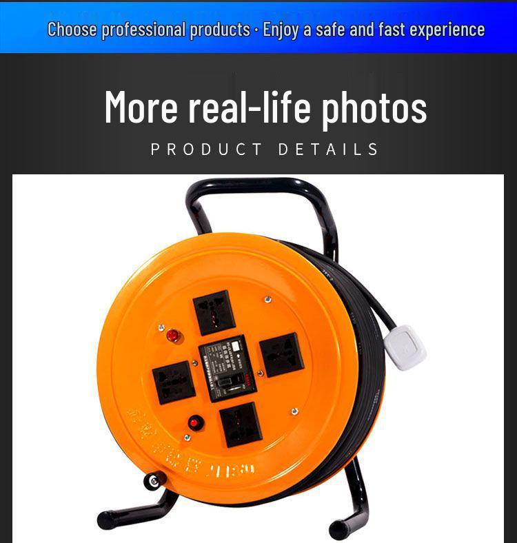 220V Wild Leopard Mobile Cable Reel: Empty Tray for 2/3 Core, 1.5/2.5mm, 30/50/100m