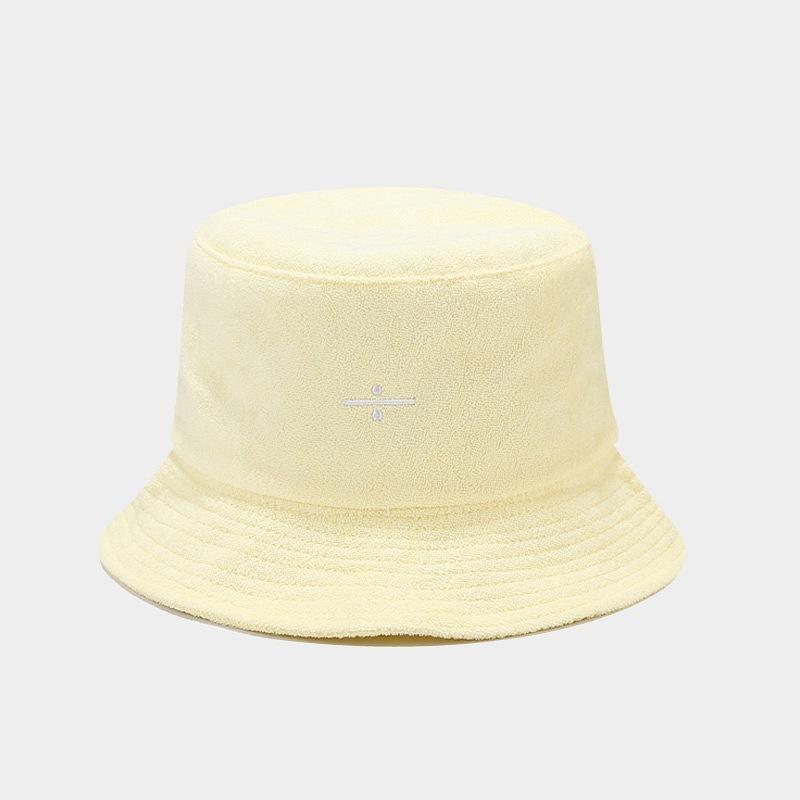 Korean Version of the New Towel Material Bucket Hat Symbol Embroidery Internet Celebrity Foldable Basin Hat Spring and Autumn Outdoor Visor Hat Chil