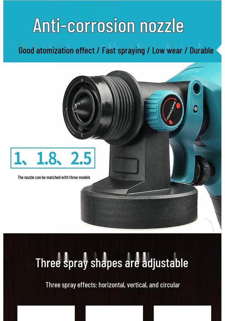 Rechargeable 18V Lithium Battery Electric Paint Sprayer - Portable Wireless Spray Gun for Walls and Latex Paints