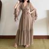 Light luxury 2026 summer new simple high-end fashion casual solid color irregular V-neck sexy dress women