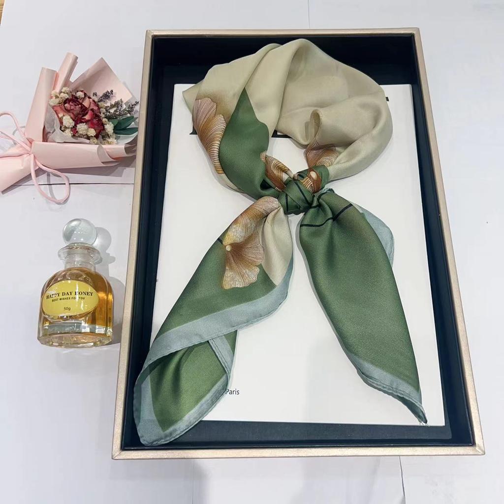 Hedvábný šátek pro ženy, módní všestranný, vysoký smysl, 70 čtverečních stop, ochrana krku, šátek, retro šátek, taška