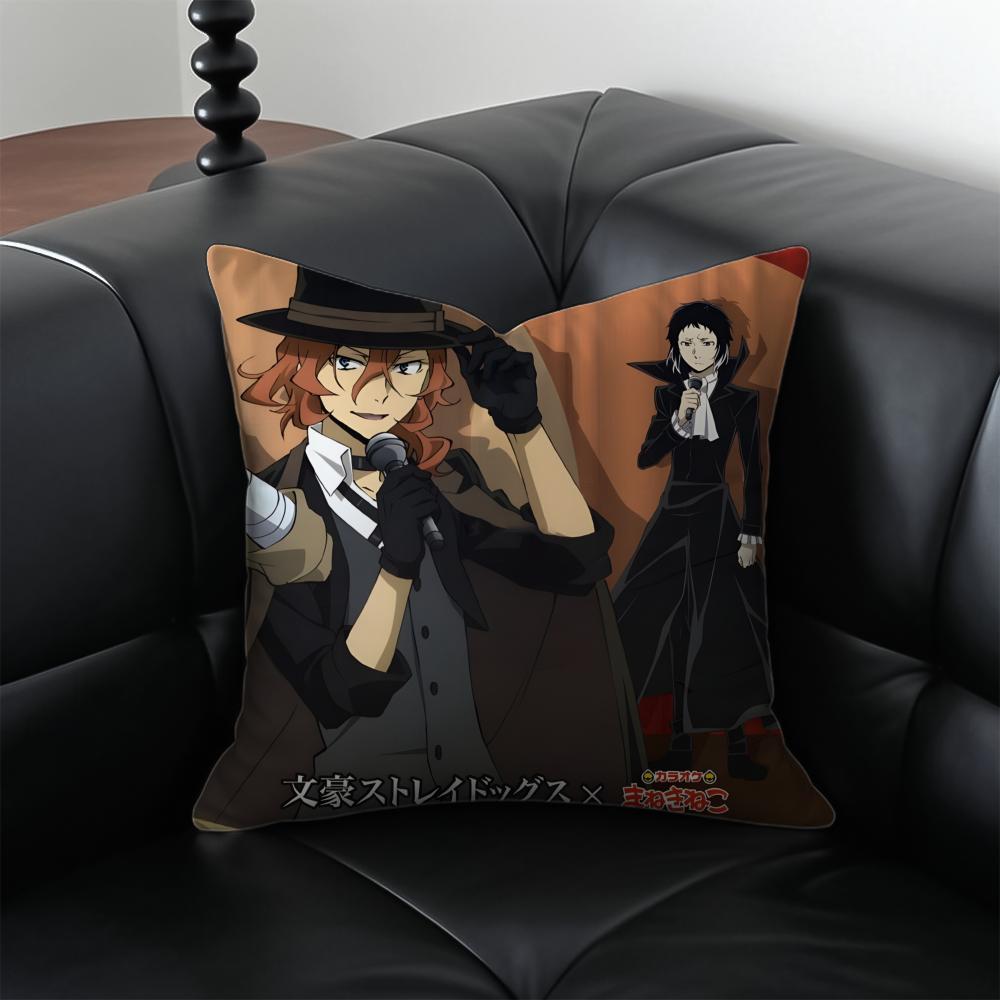 Classic comics BBungo Stray Dogs Cushion Cover Pillow Case Antidustmite Invisible zipper silky plush cushion