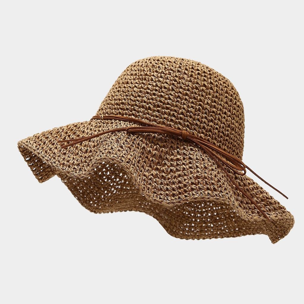 Summer Straw Hat With Wide Brim And Bow Decor For Outdoor Sun Protection