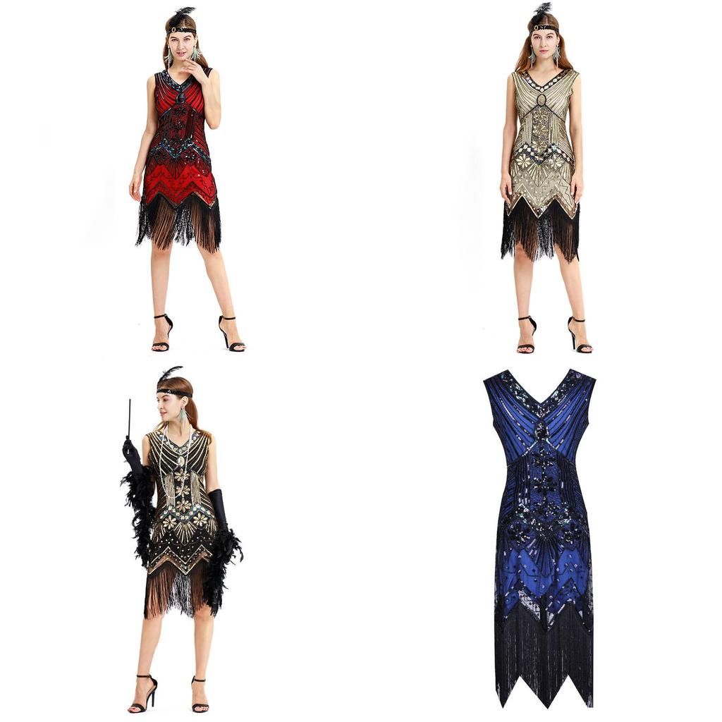 Elegant Gatsby Flapper Beaded Vintage Fringe Sequin Sleeveless Women Party Dresses For Timeless Style