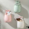 Niedlicher Cartoon Hase Zahnbürstenhalter Badezimmer Wandmontiert Make-up Aufbewahrungsbox Stanzfreies Regal Heimbehälter Organizer