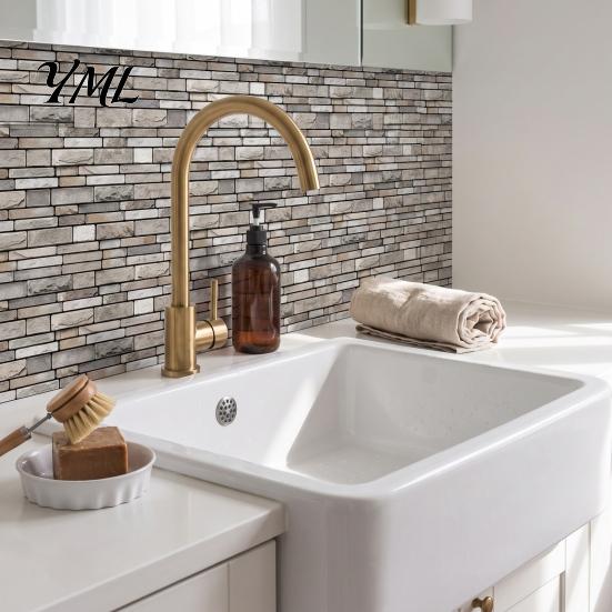 Oil Proof Wall Protection Peel And Stick Backsplash, 3D Brick Panels, Self Adhesive Waterproof Kitchen Backsplash Tile, Faux Stone Wallpaper,