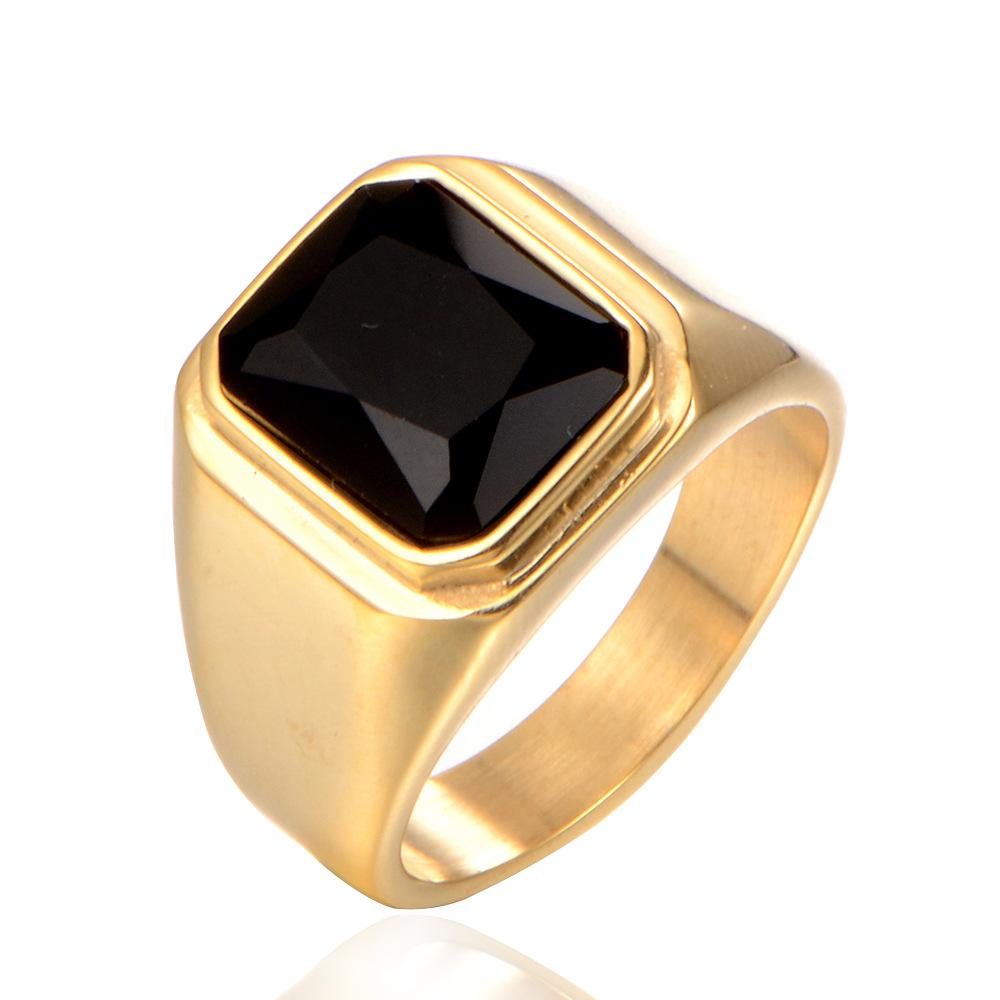 2026 Personalized Fashion Square Simple Gemstone Trendy Men's Ring Party Party Jewelry Accessories
