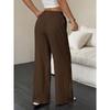 New Women's Casual Solid Color Textured Fabric Knotted Waist Slanted Pocket Wide Leg Pants