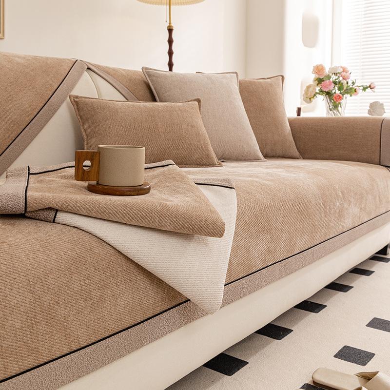 New Sofa Cover Universal In All Seasons, Simple Modern Non-Slip Seat Cushion, Chenille Sofa Cushion Cover Cloth Towel