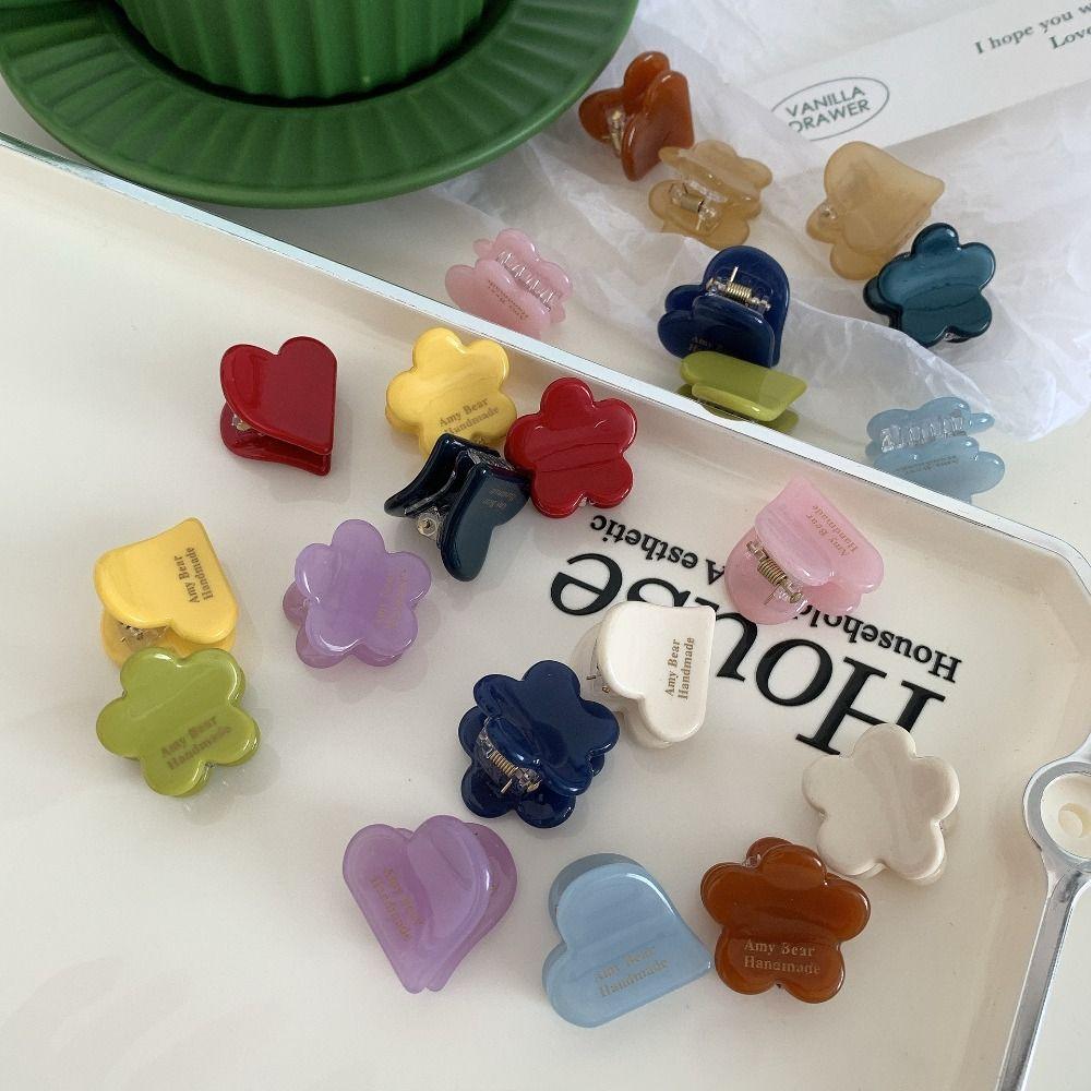 Acetic Acid Hairpin Flower Hair Clip Love Acetate Mini Hair Claw Sweet Heart Hair Clip  Girls