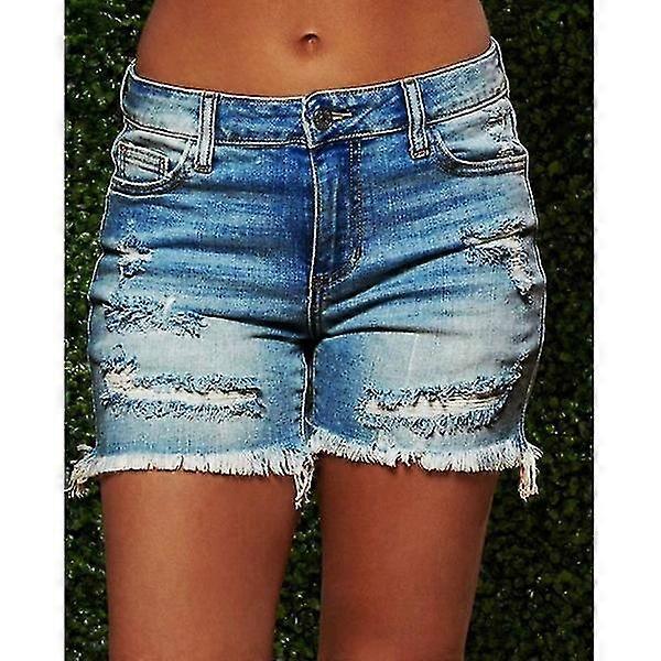 Holes Style Women Ripped Jeans Shorts High Stretchy Hem Short for Womens Shorts XL,dark blue