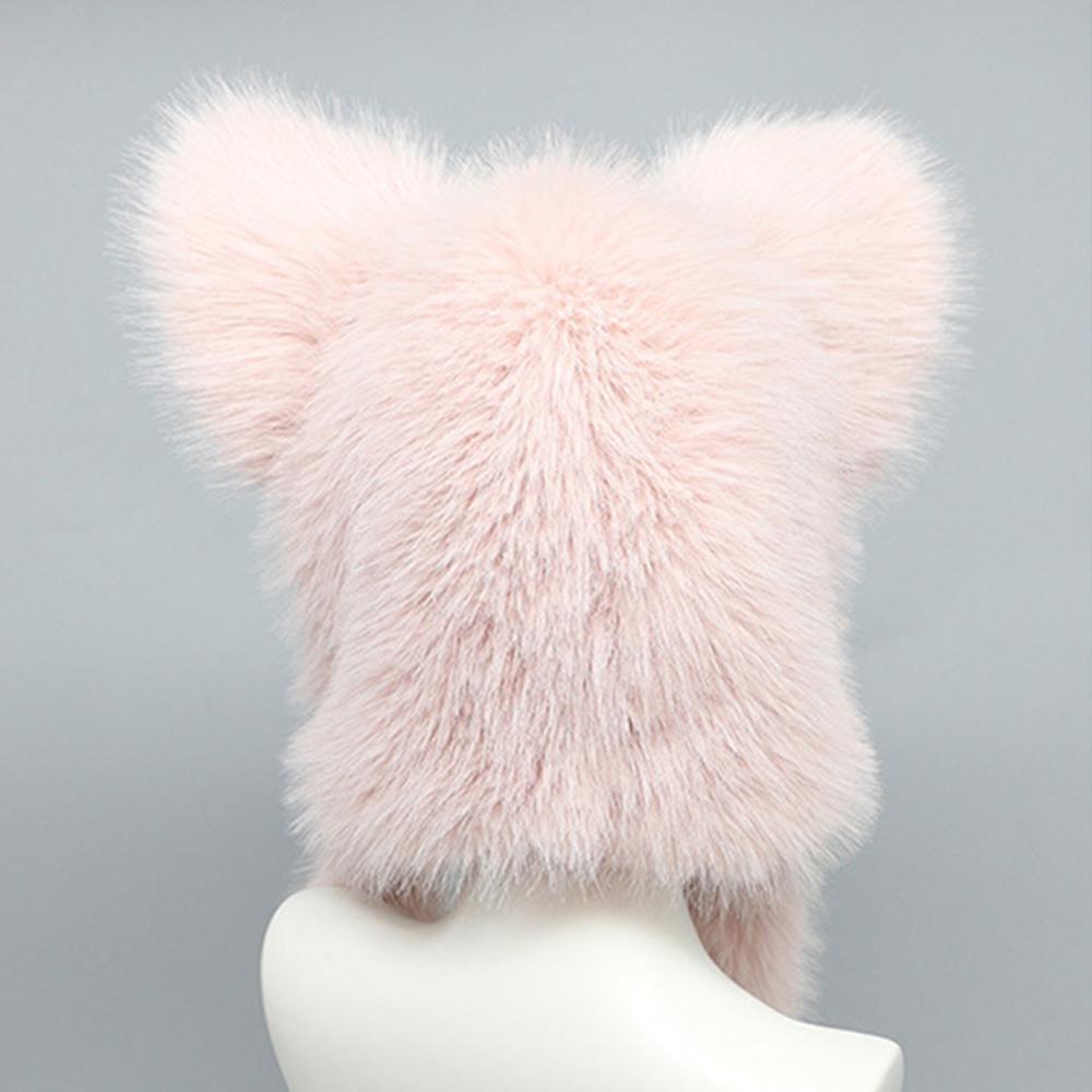 Fursuit Fur Plush Warm Hat Fluffy Costume Party Hat Outdoor Cat Ears Headwear