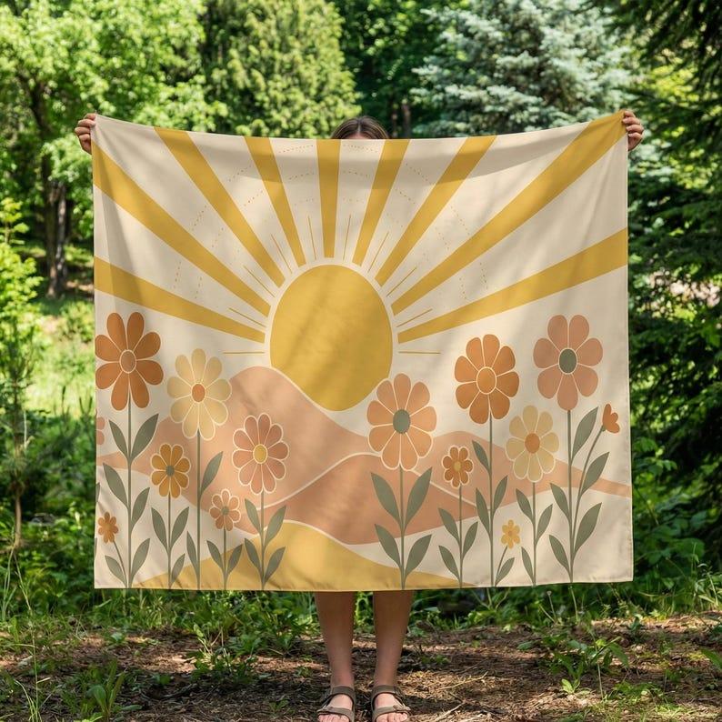 Sunflowers of the 1970s tapestry 75x100 чёрный