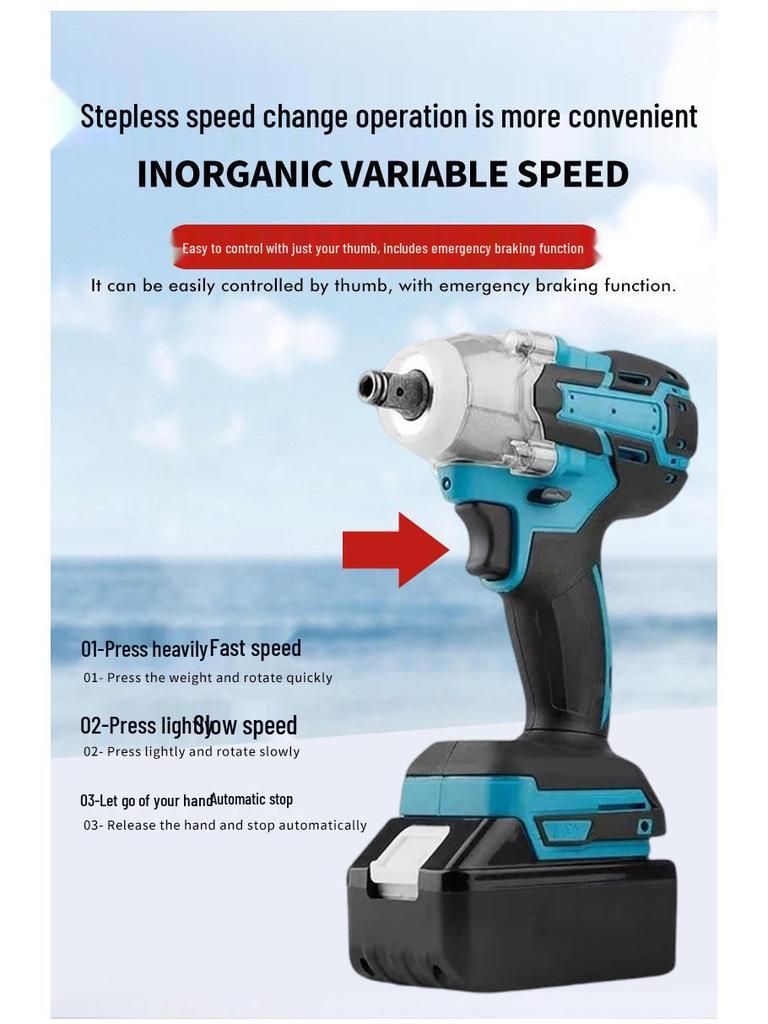 Rechargeable Brushless Impact Wrench with Lithium Battery - High Power Electric Scaffolding Tool