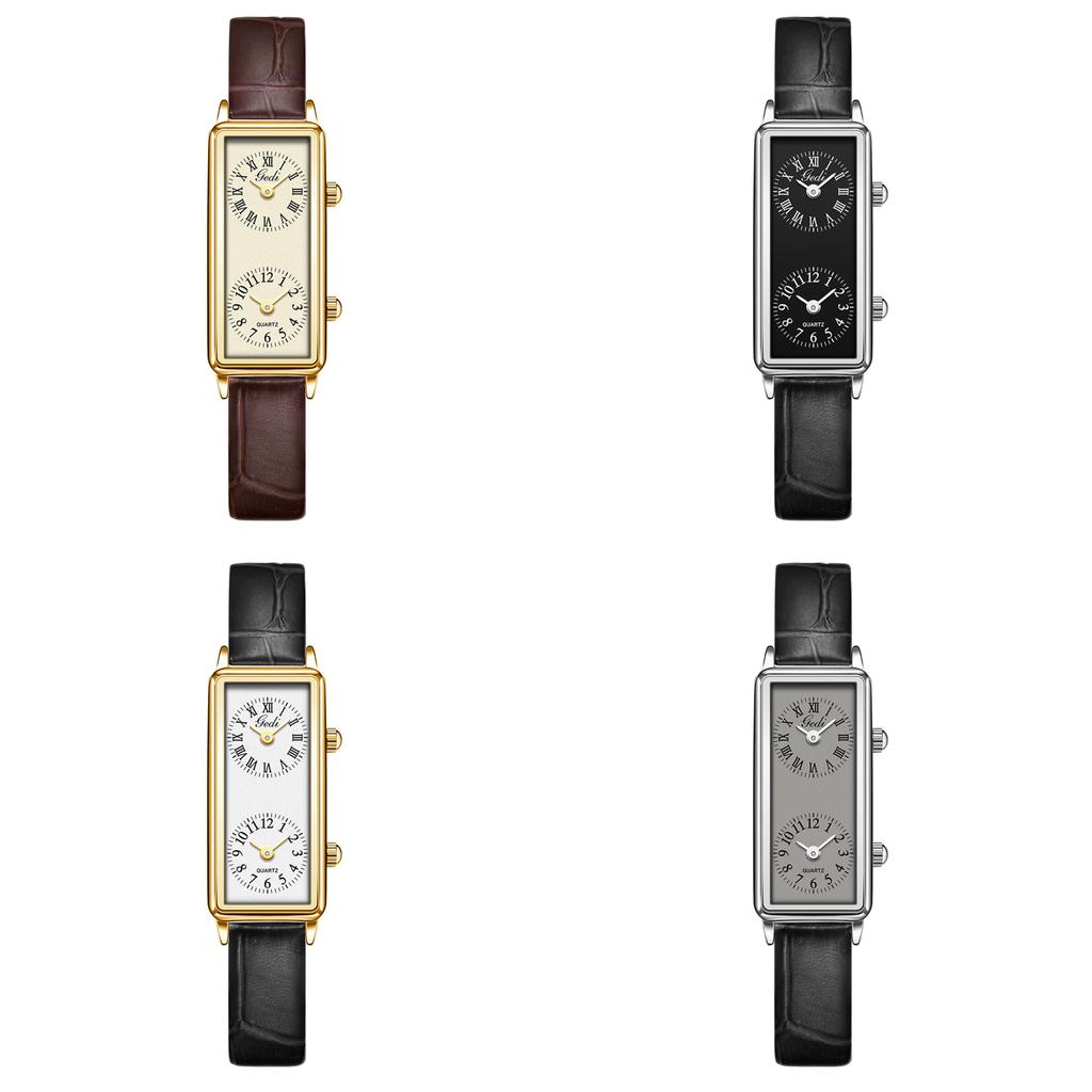 Montre rectangulaire française vintage pour femme à quartz pour un style bureau