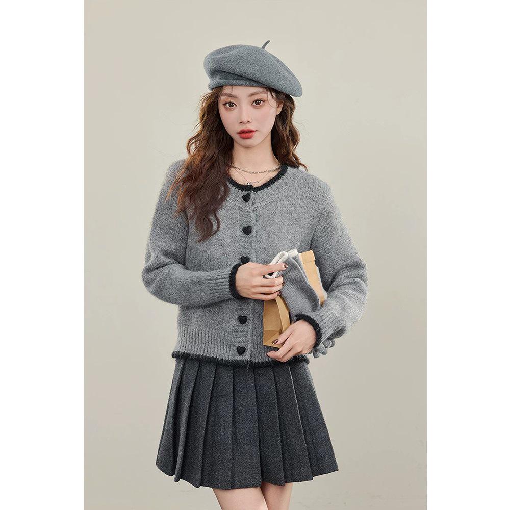 Autumn 2026 Color Block Knit Cardigan Sweater - Soft, Versatile, Short, and High Quality
