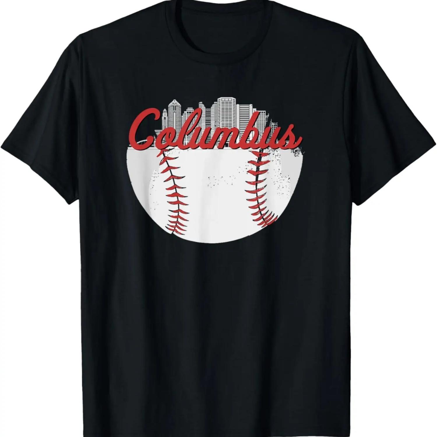 Columbus Skyline Cityscape Baseball Retro Vintage T-Shirt S чёрный
