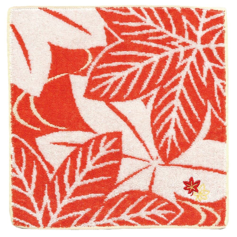Yamamoto Jin Shoten Jacquard Embroidered Maple Leaf B Red Taisho Romance Japanese Elegant Hand Made in Japan Towel, Design, [3850-B], Style, Pattern,