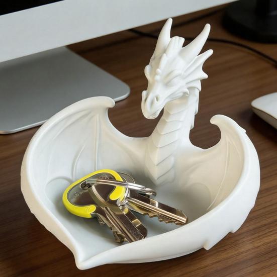 3D Geprint Draak Opbergbakje Sieraden Snuisterijen Sleutels Schaal Houder Huis Kantoor Gevleugelde Draak Bureau Decoratie Ornament