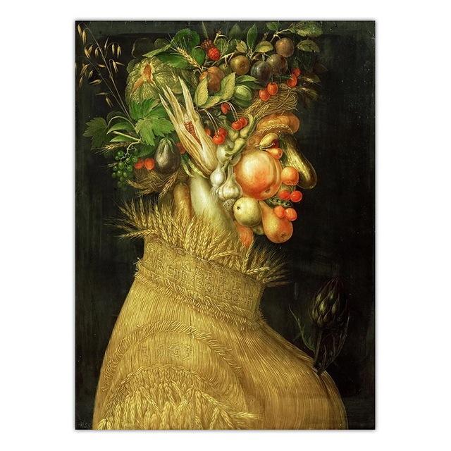 Italy Giuseppe Arcimboldo Works Poster Nordic Style Abstract Canvas Painting Wall Art Pictures Print Living Room Home Decoration