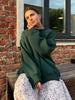Women's European & American Oversized Fleece Crew Neck Sweatshirt - Solid Color for Autumn/Winter 2025