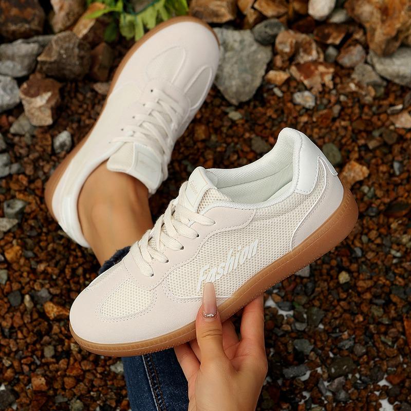 2025 New Women's Casual Shoes Round Toe Lace-up Mesh White Shoes Fashion All-match Breathable Lightweight Sports Shoes for Women