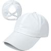 HGGE Womens Criss Cross Ponytail Baseball Cap High Messy Bun Ponycap Trucker Hat Quick Drying Mesh Dad Hat for Outdoor Sports