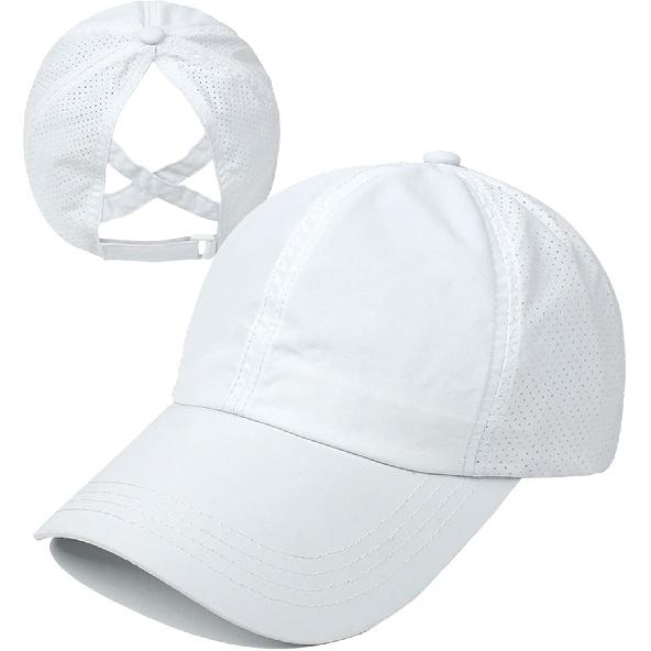 HGGE Womens Criss Cross Ponytail Baseball Cap High Messy Bun Ponycap Trucker Hat Quick Drying Mesh Dad Hat for Outdoor Sports