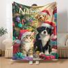 Custom Name Christmas Dog Theme Printed Blanket - Perfect for Couch, Bed, Travel & Outdoor Use | Machine Washable, Cozy & Durable.