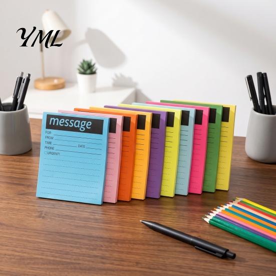 Multi Color Note Sets Fluorescent Horizontal Line Sticky Notepad, Strong Adhesive Removable Memo School Study Essentials Pad, Multi-color Lined Paper