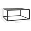 Coffee Table in Black with Black Marble Effect Glass 80 x 80 x 35 cm