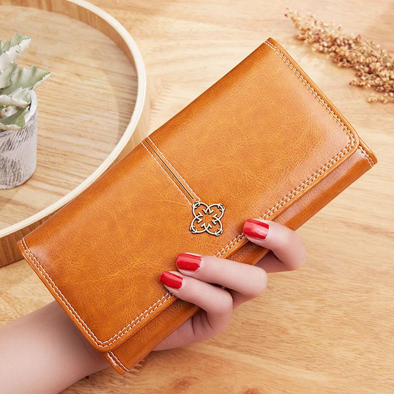 Vintage PU Leder Frauen Lange Brieftaschen Große Kapazität Geld Tasche Neue Design Handy Tasche 2 Falten Multi Karten Halter banknote Münze Geldbörse