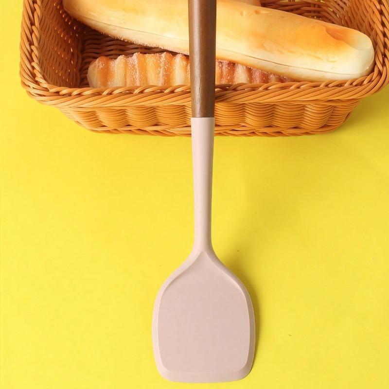 Silicone Spatula with Wooden Handle Durable Non-Stick Pan Specialized Cooking Utensil Heat-Resistant Household Kitchen Tool
