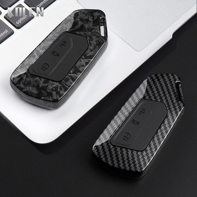 Abs Carbon Fiber Car Key Case Cover For Vw Volkswagen Golf 8 Mk8 Skoda Octavia A8 Seat Leon Mk4 Camouflage