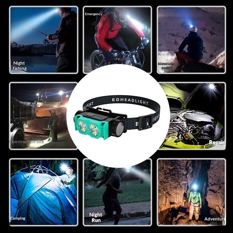 6 Core LED Headlamp Bright Beam Lightweight Rechargeable Head Light for Car Repairing Night Outdoor Work