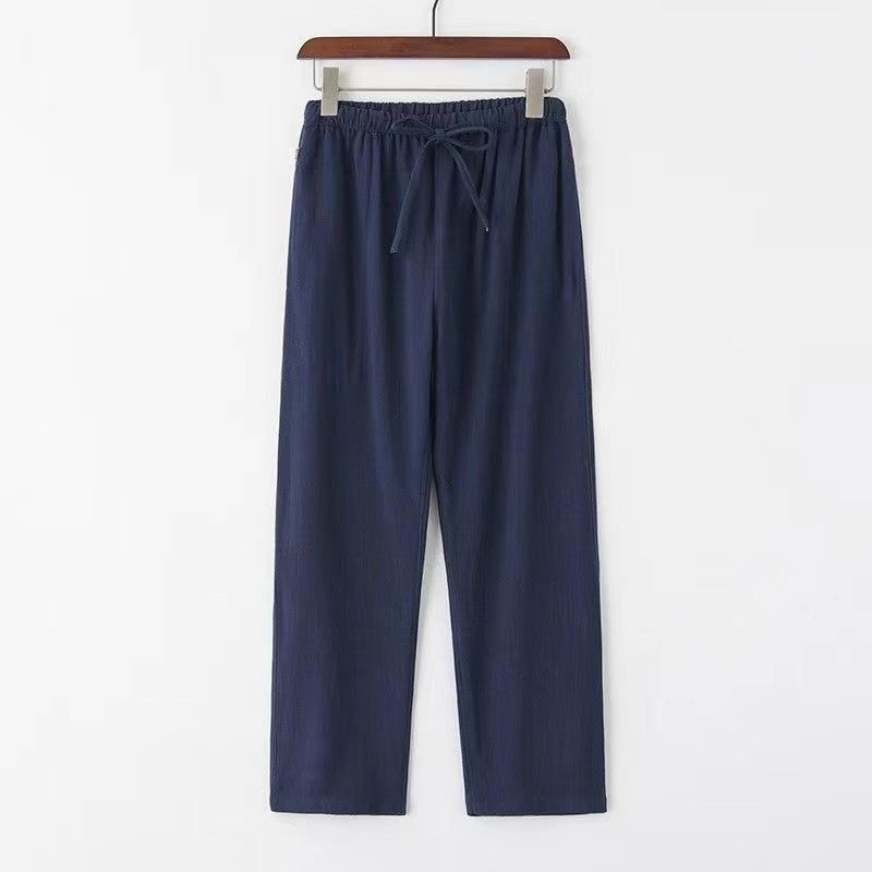 Men's Beach Streetwear Cotton Linen Sweatpants Casual Pants Hawaiian Vacation Loose Summer Straight Pants Male