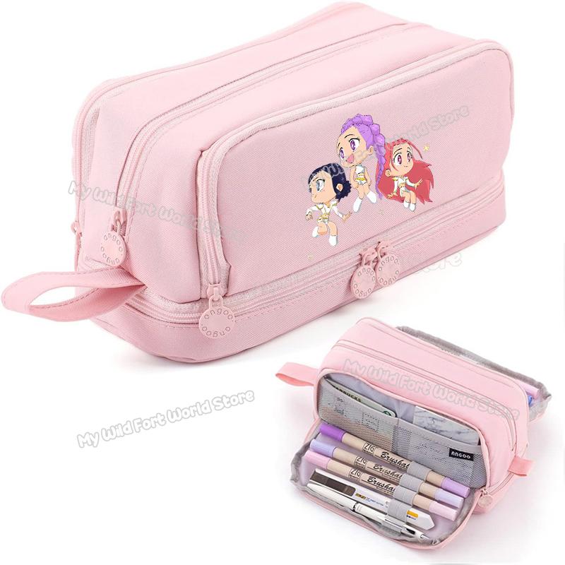 High Quality Kpop Demon Hunters High-capacity Pencilcase Rumi Mira Zoey Girl Stationery Pouch Cartoon Student Pencil Bag School Supplies