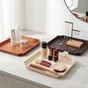 PP Plastic Wood Grain Vanity Tray Waterproof Stackable Makeup Organizer Cosmetics Perfume Storage Bathroom Counter Dressing Tabl