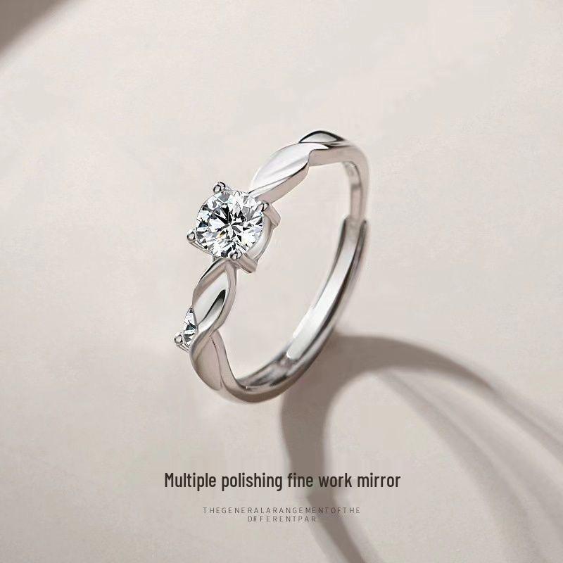 Dámský slitinový zásnubní a svatební prsten se šesti drápky a zirkonem – Elegantní pár styl