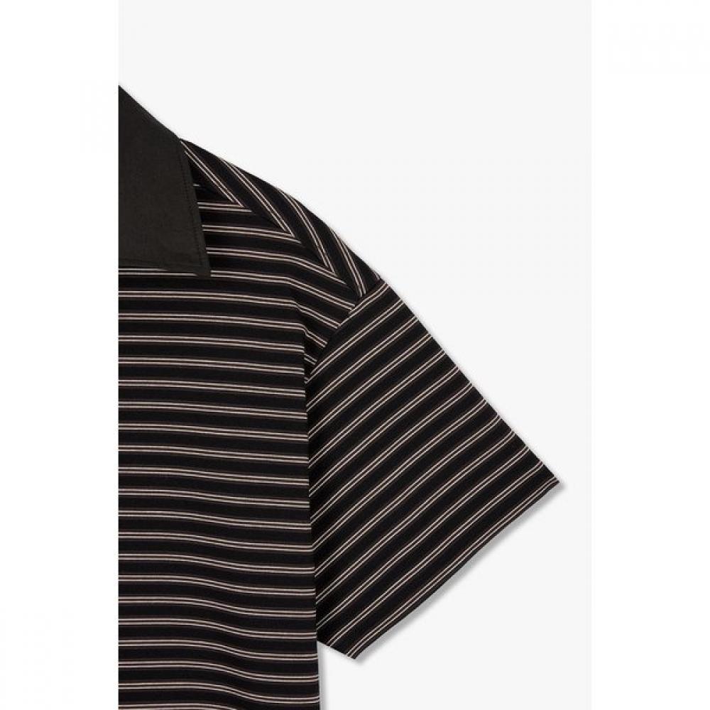 STudio Tomboy ShorT Sleeve T shirT shirT Collar paTch sTripe  9106222223ar 