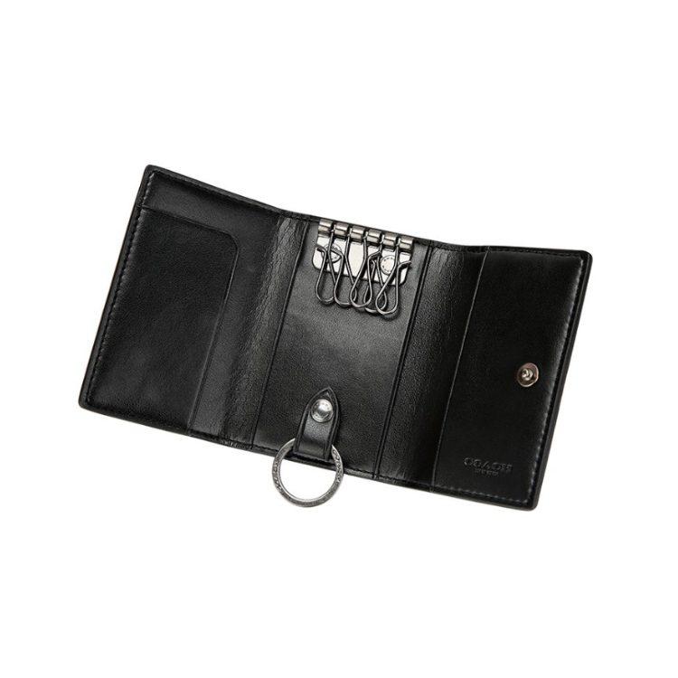 COACH Key Case PVC Key Pouch Women's Black 78675-QBO4G