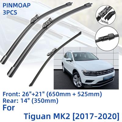 3PCS Per VW Tiguan MK2 2017-2020 26 "21" 14 "Anteriore Spazzole Tergicristallo Posteriori Parabrezza Parabrezza Finestra Cutter Accessori 2017 2018 2019 2020