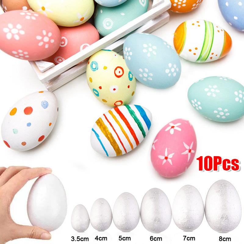 10PC White Easter Foam Egg DIY Painting Polystyrene Styrofoam Home Egg Balls Party Decoration Supplies Lightweight Handemade